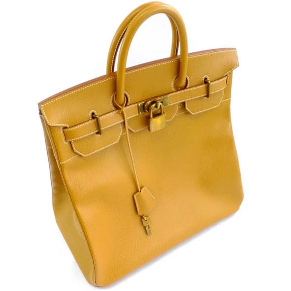 Authentic HERMES HAC Haut a Courroies Birkin natural gold brown travel tote - Picture 3 of 11